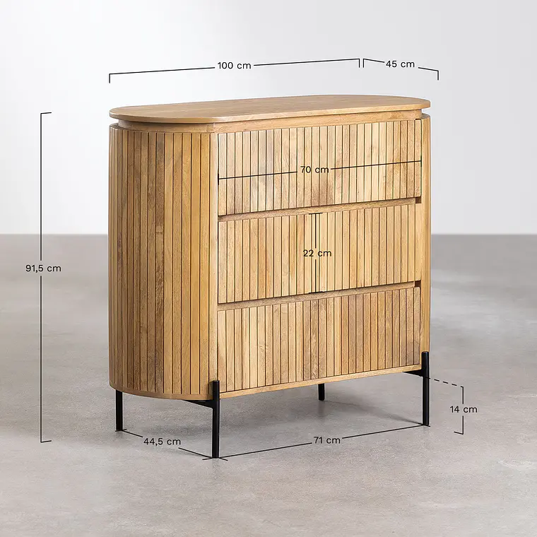 Cómoda Veyra 100x45 cm en madera de mango 10