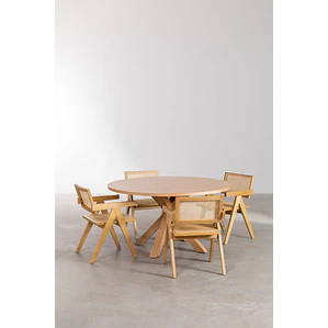 Conjunto de comedor Darune en ratán