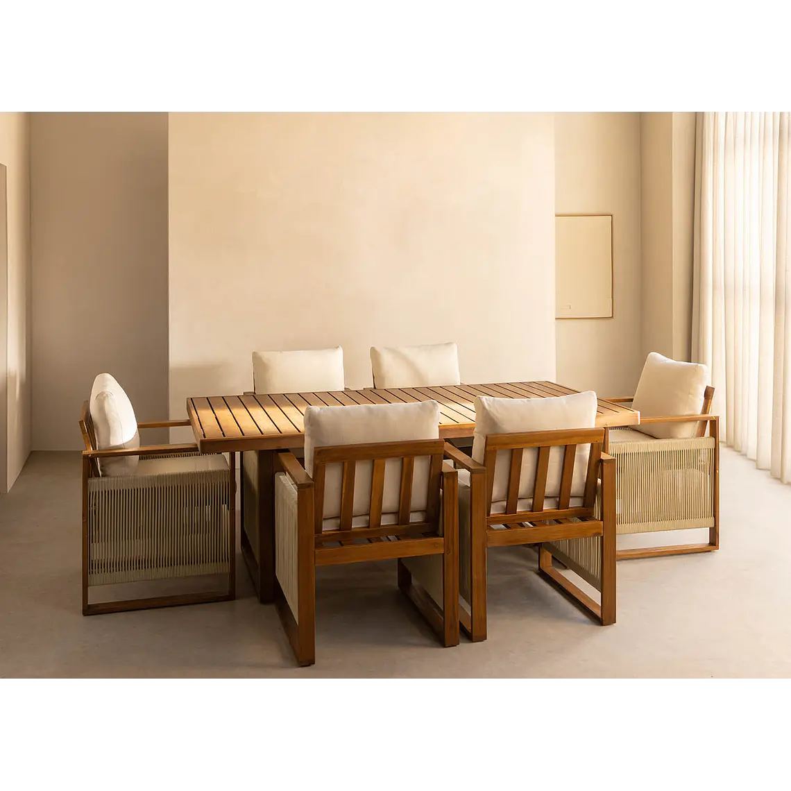 Conjunto de comedor Eiror en madera de acacia 1