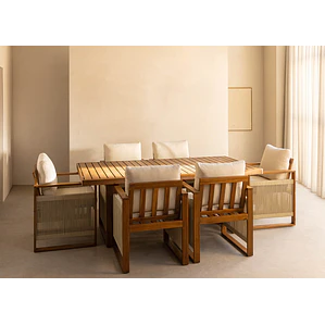 Conjunto de comedor Eiror en madera de acacia