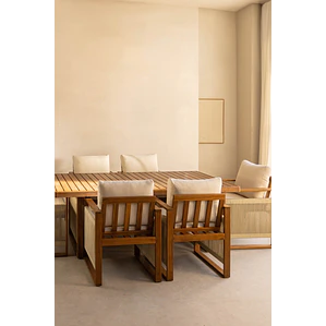 Conjunto de comedor Eiror en madera de acacia