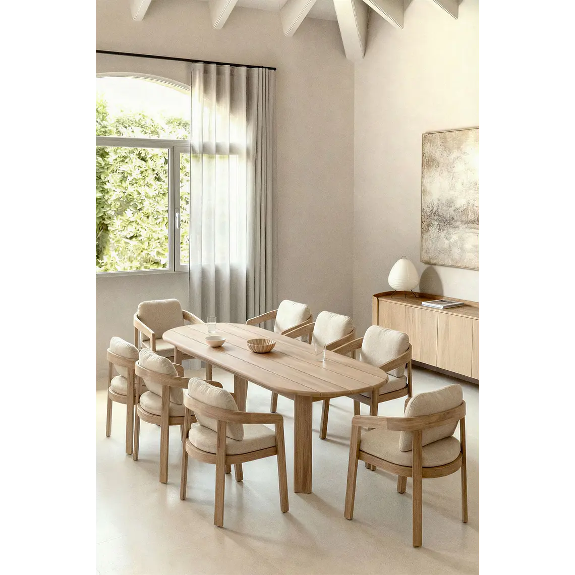 Conjunto de comedor Jaelen en madera de acacia 1