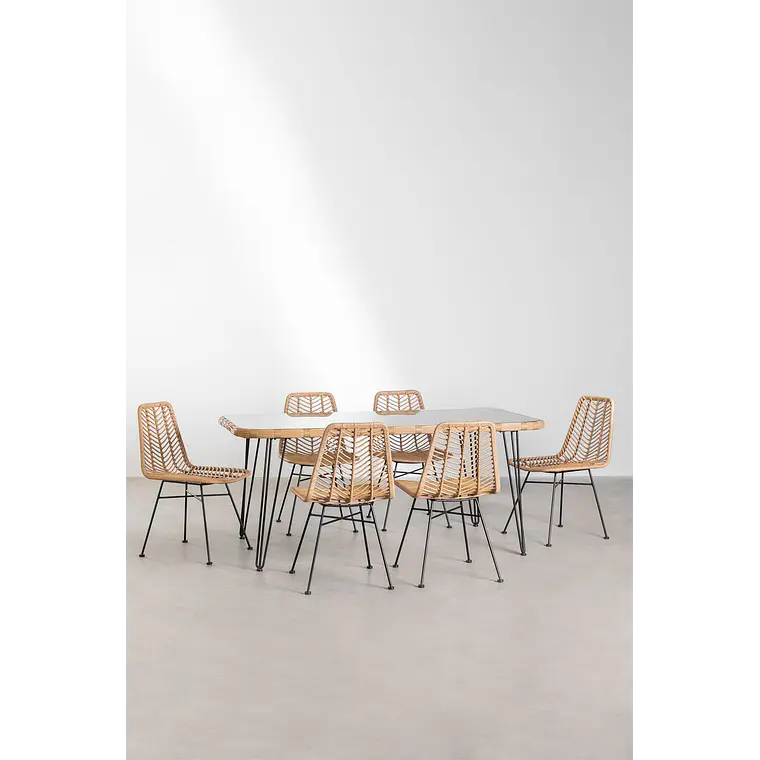 Conjunto de comedor Oriara en ratán 3