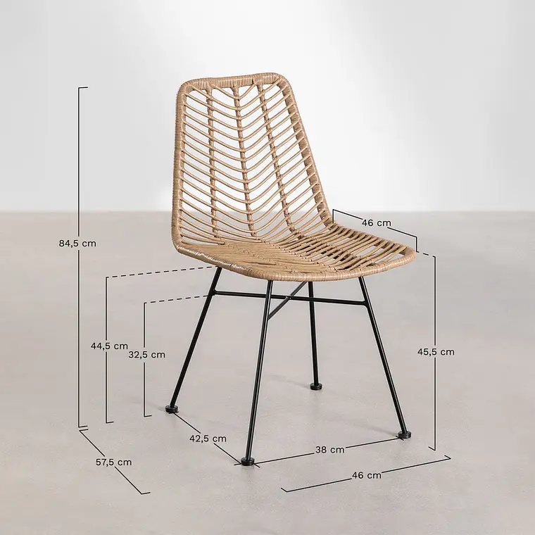Conjunto de comedor Oriara en ratán 12