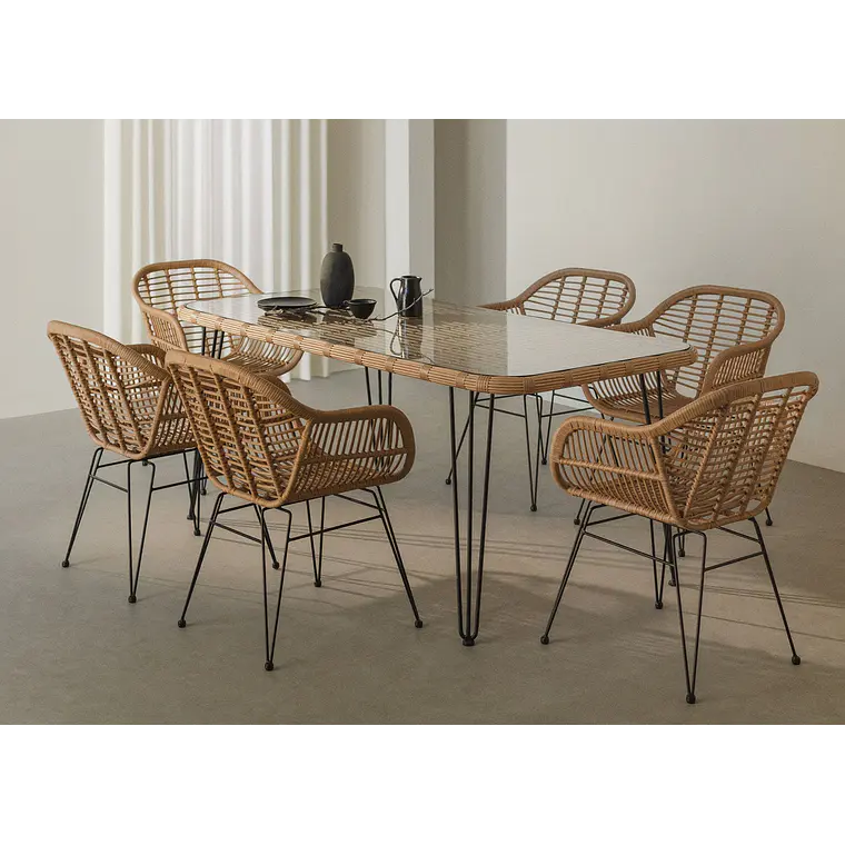 Conjunto de comedor Raeis en ratán 1