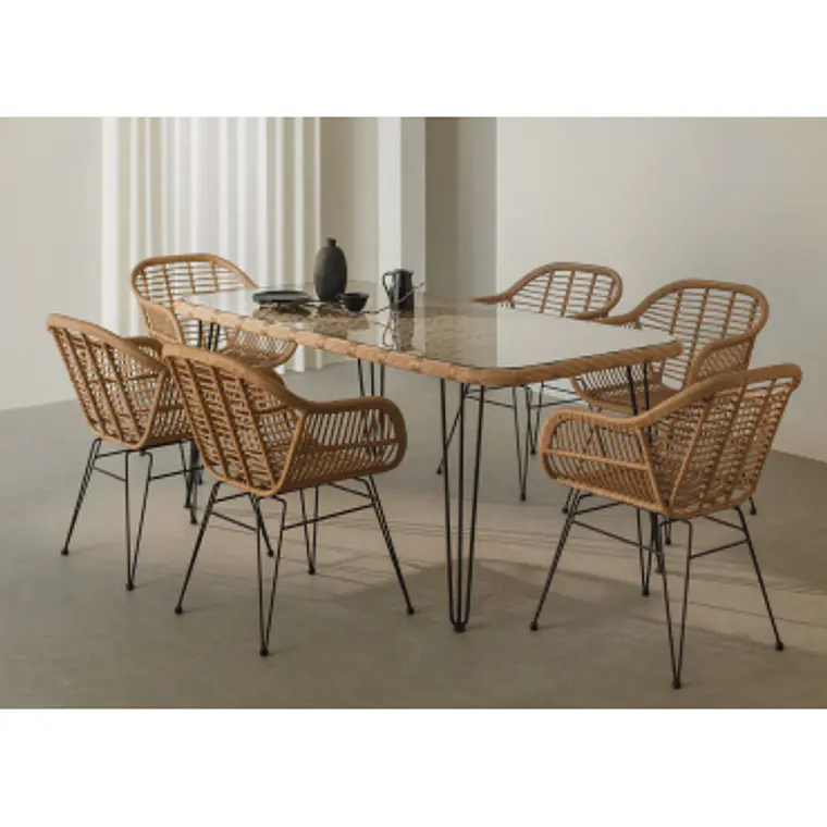 Conjunto de comedor Raeis en ratán 13