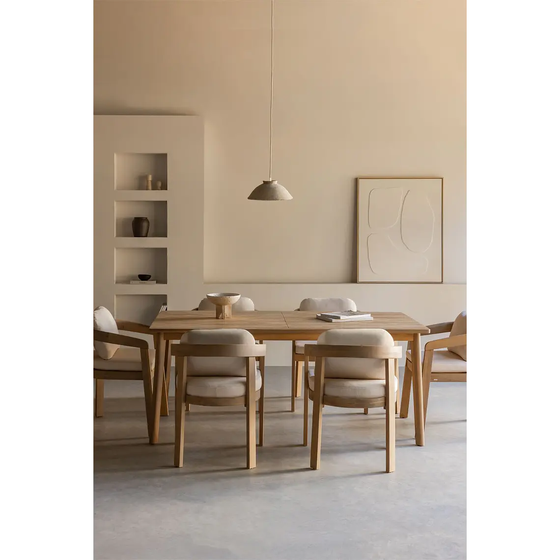 Conjunto de comedor Wenien en madera de acacia 2