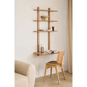 Escritorio con estantería en madera