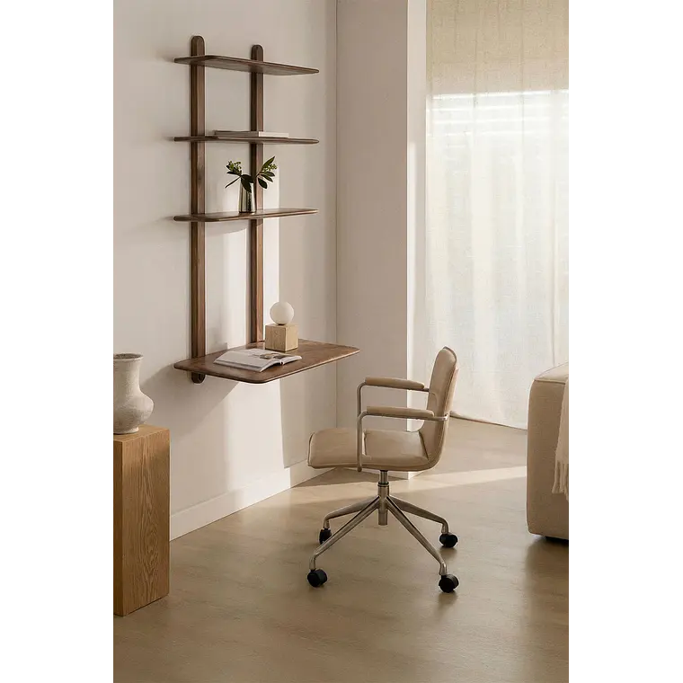 Escritorio con estantería en madera 14