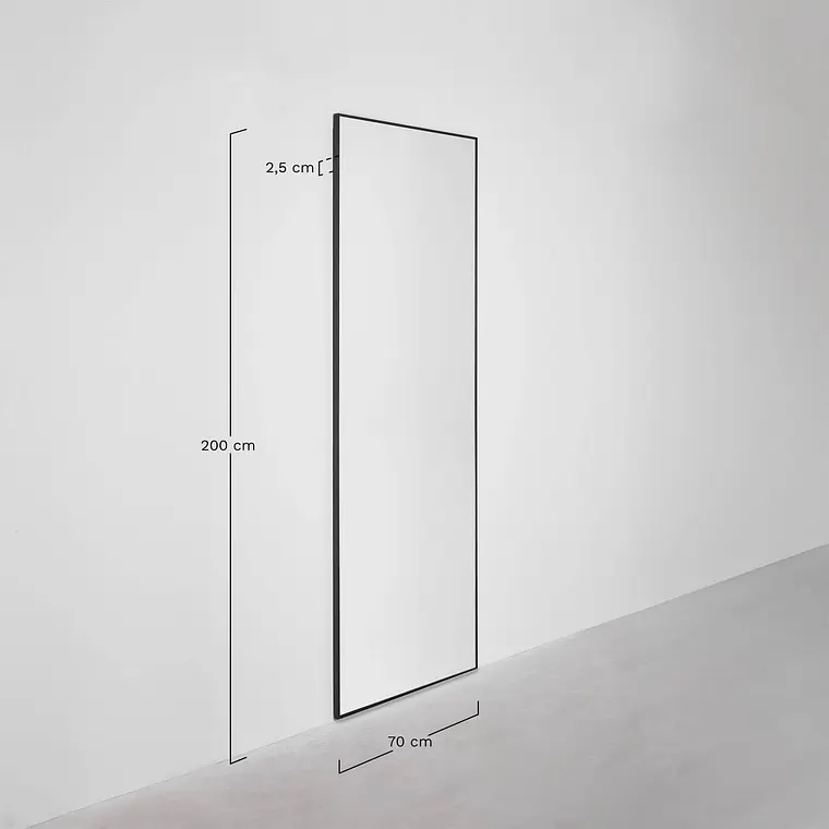 Espejo de dormitorio Caren rectangular 70x200 cm en aluminio 6