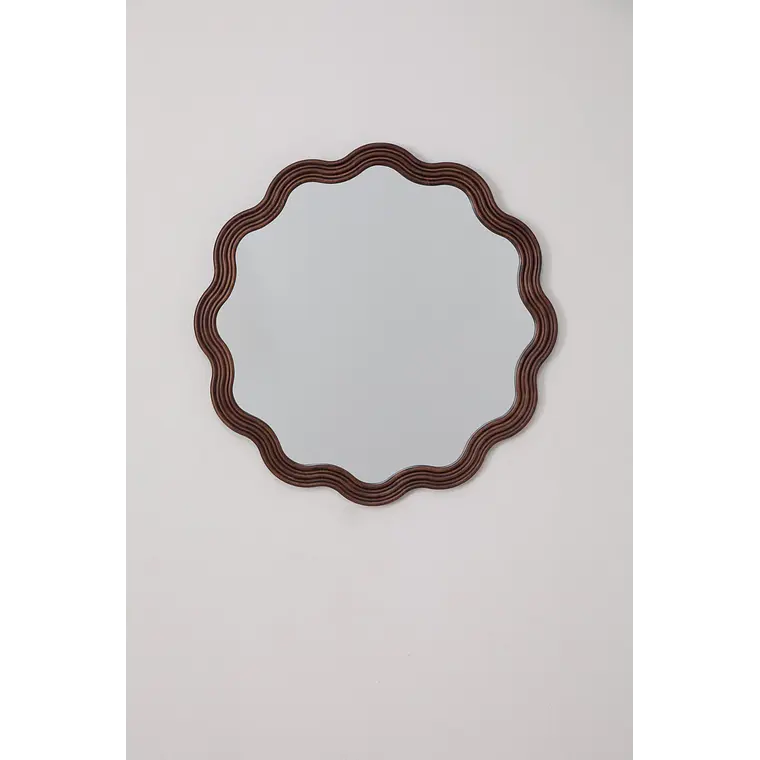 Espejo de dormitorio Larea redondo Ø80 cm en madera de roble 3