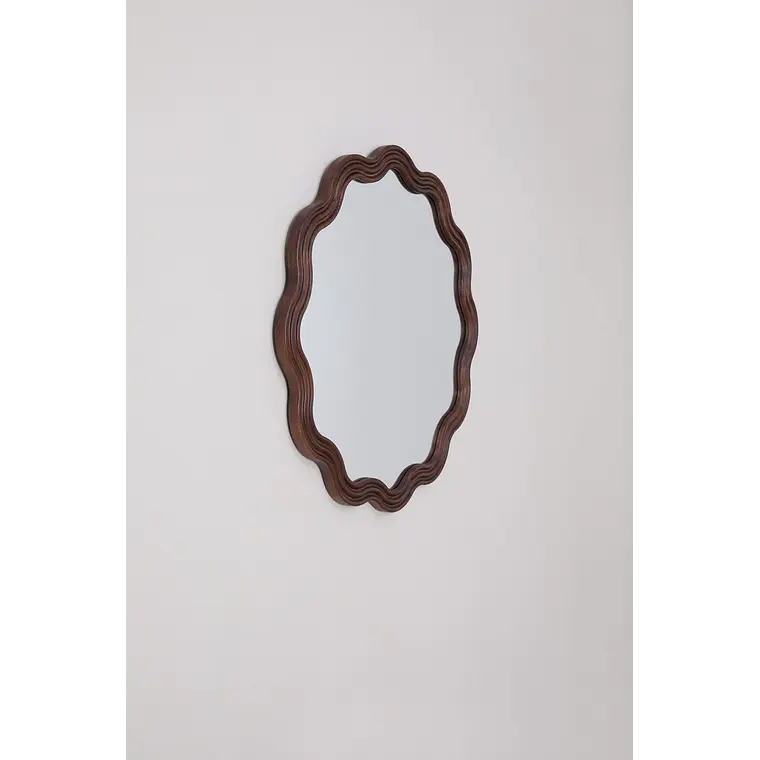 Espejo de dormitorio Larea redondo Ø80 cm en madera de roble 4