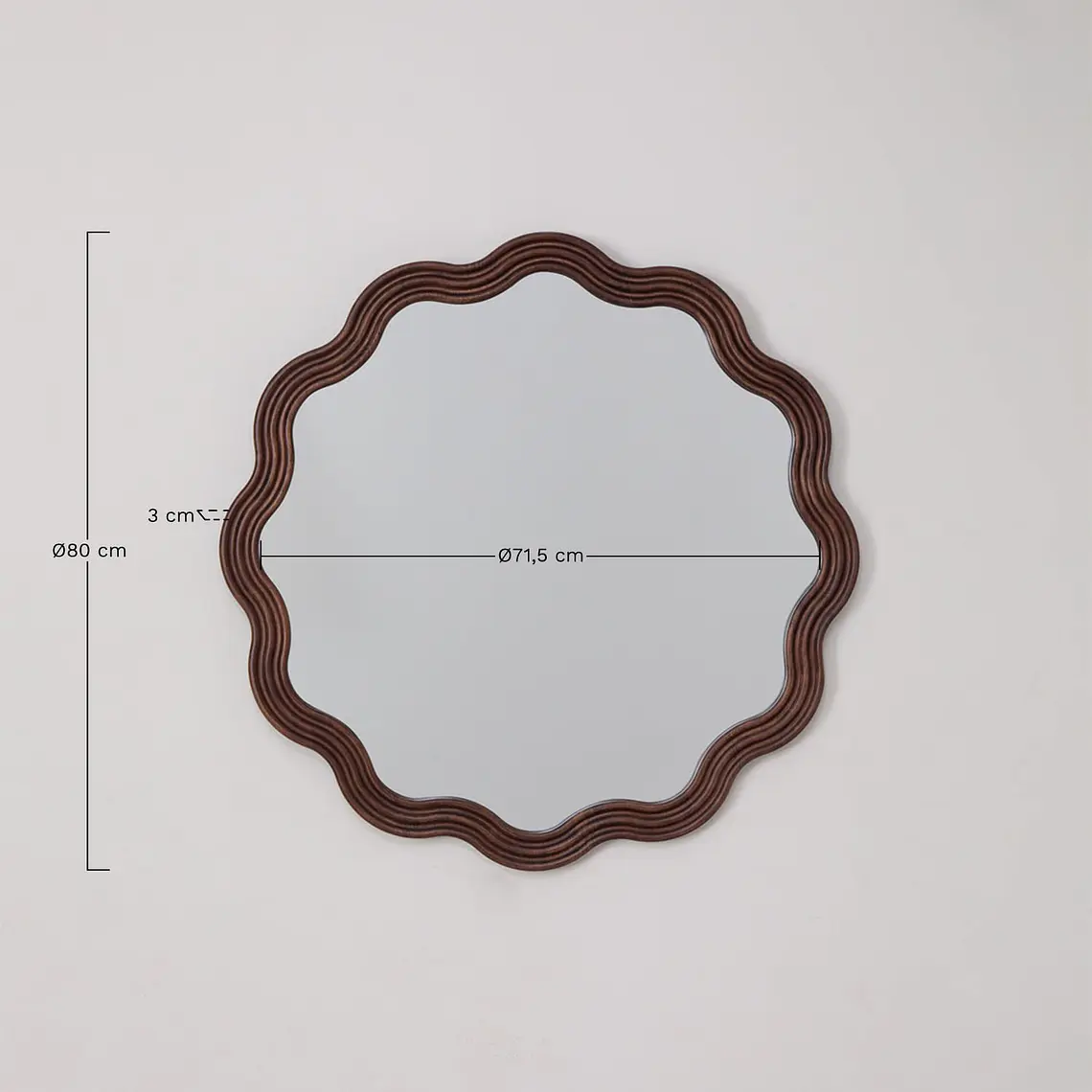 Espejo de dormitorio Larea redondo Ø80 cm en madera de roble 8