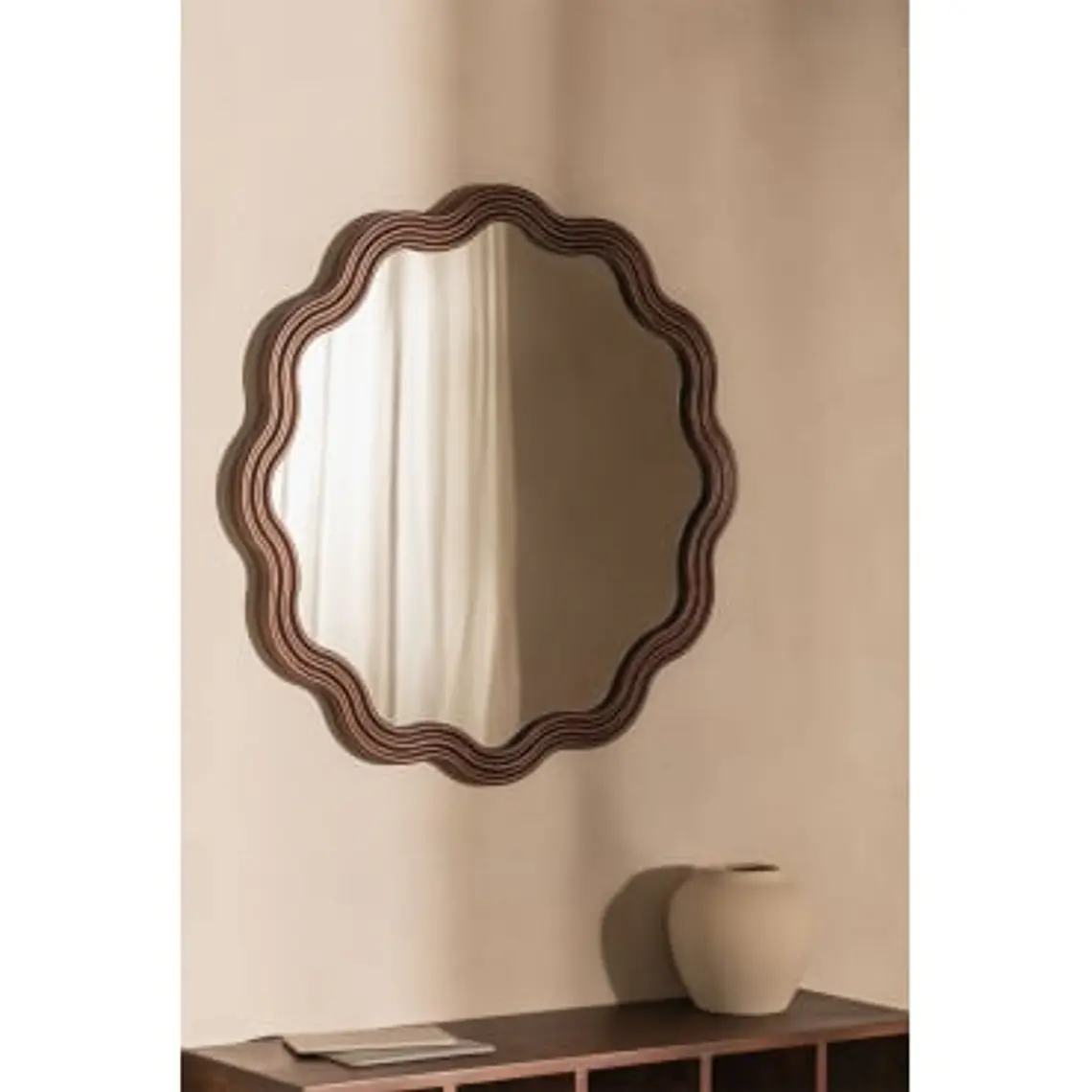Espejo de dormitorio Larea redondo Ø80 cm en madera de roble 9