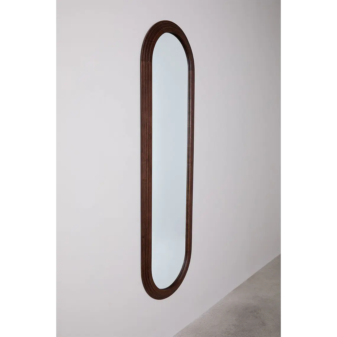 Espejo de dormitorio Naira ovalado 50x165 cm en madera de roble 4