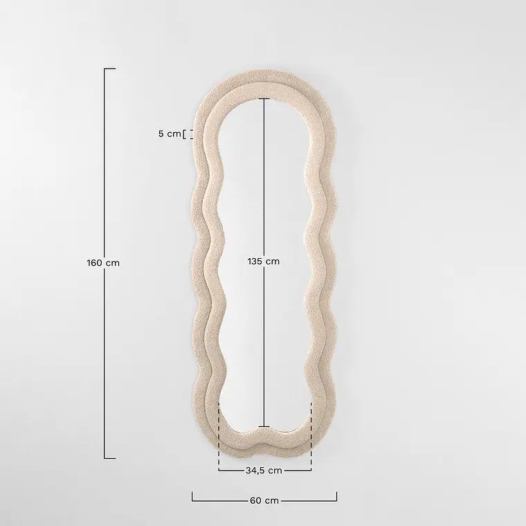 Espejo de dormitorio Toria tapizado 60x160 cm 9