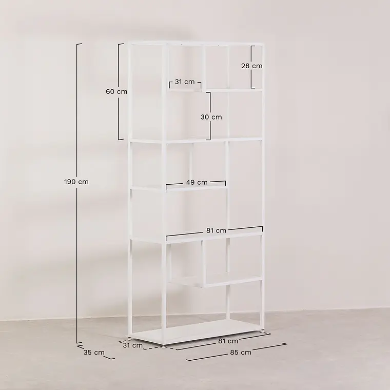 Librería 85x190 cm en acero 6