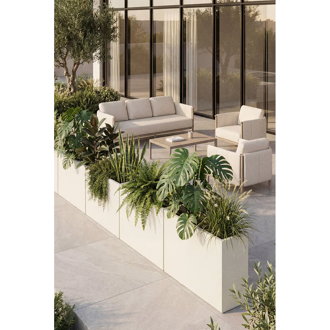 Macetero de exterior rectangular en cemento Calina 8