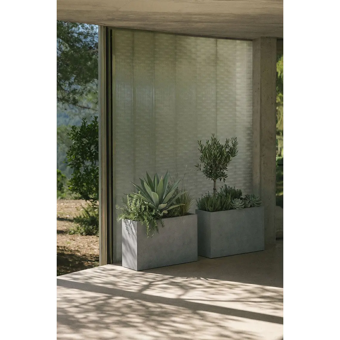 Macetero de exterior rectangular en cemento Calina 12