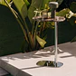 Mesa auxiliar para jardín ovalada 45x25 cm en acero inoxidable y mármol Lenira - Miniatura 2