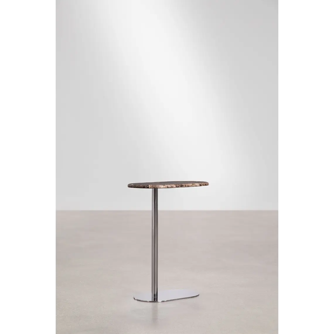 Mesa auxiliar para jardín ovalada 45x25 cm en acero inoxidable y mármol Lenira 6