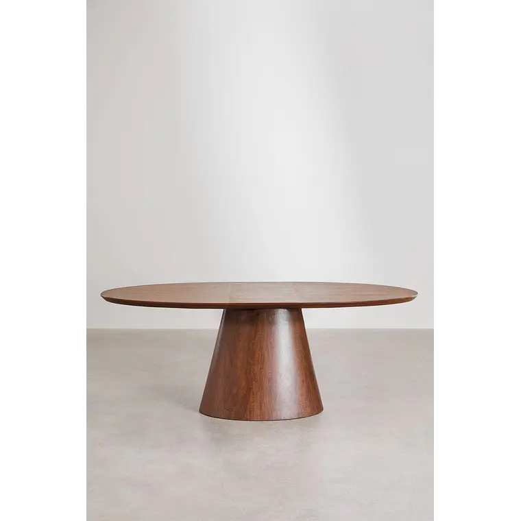 Mesa de comedor ovalada 160-200x100 cm extensible en MDF y chapa 4