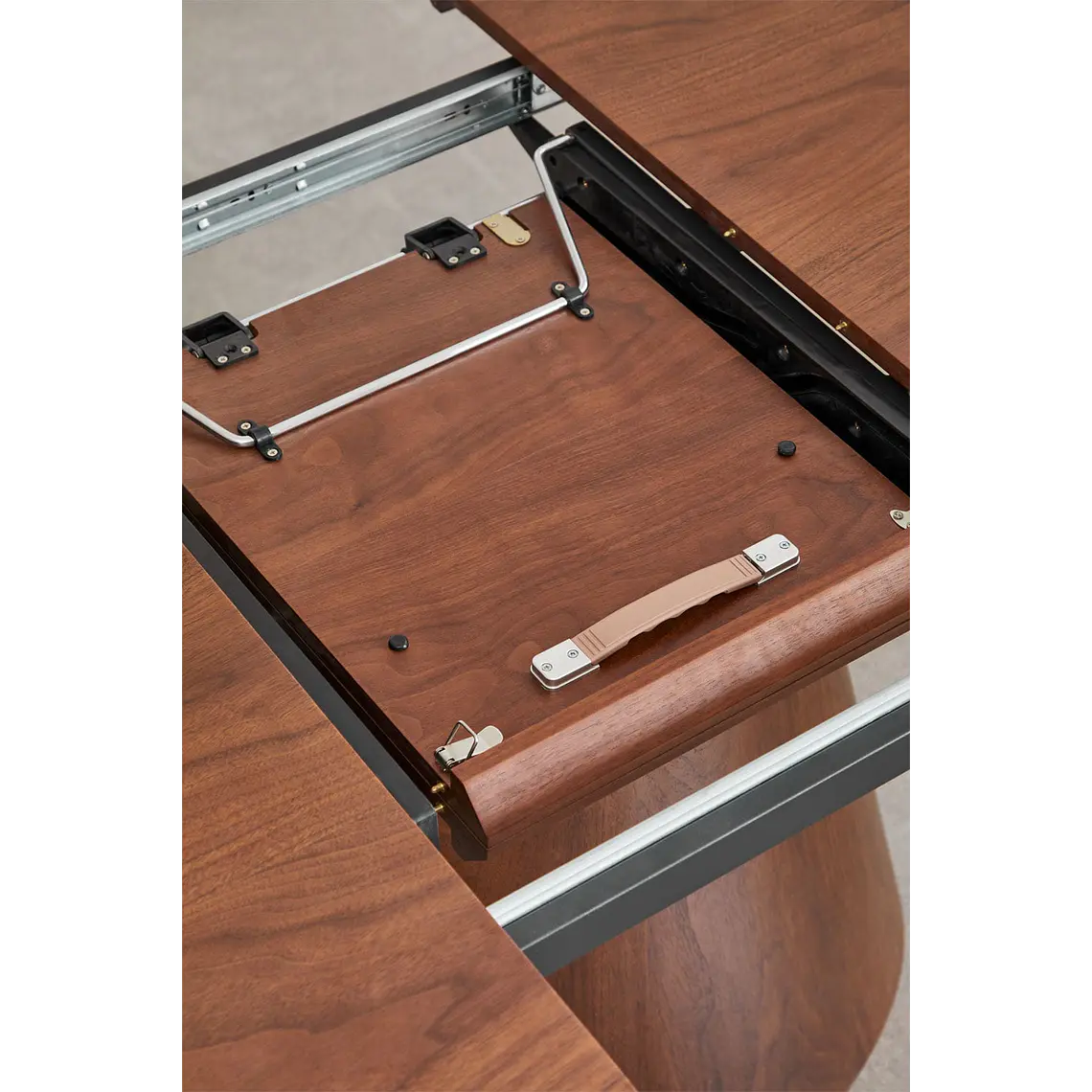 Mesa de comedor ovalada 160-200x100 cm extensible en MDF y chapa 6