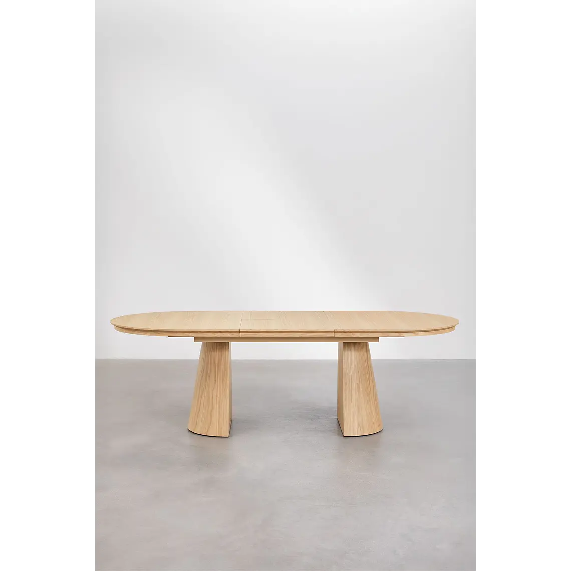 Mesa de comedor ovalada 180-240x105 cm extensible en MDF y chapa de roble 6
