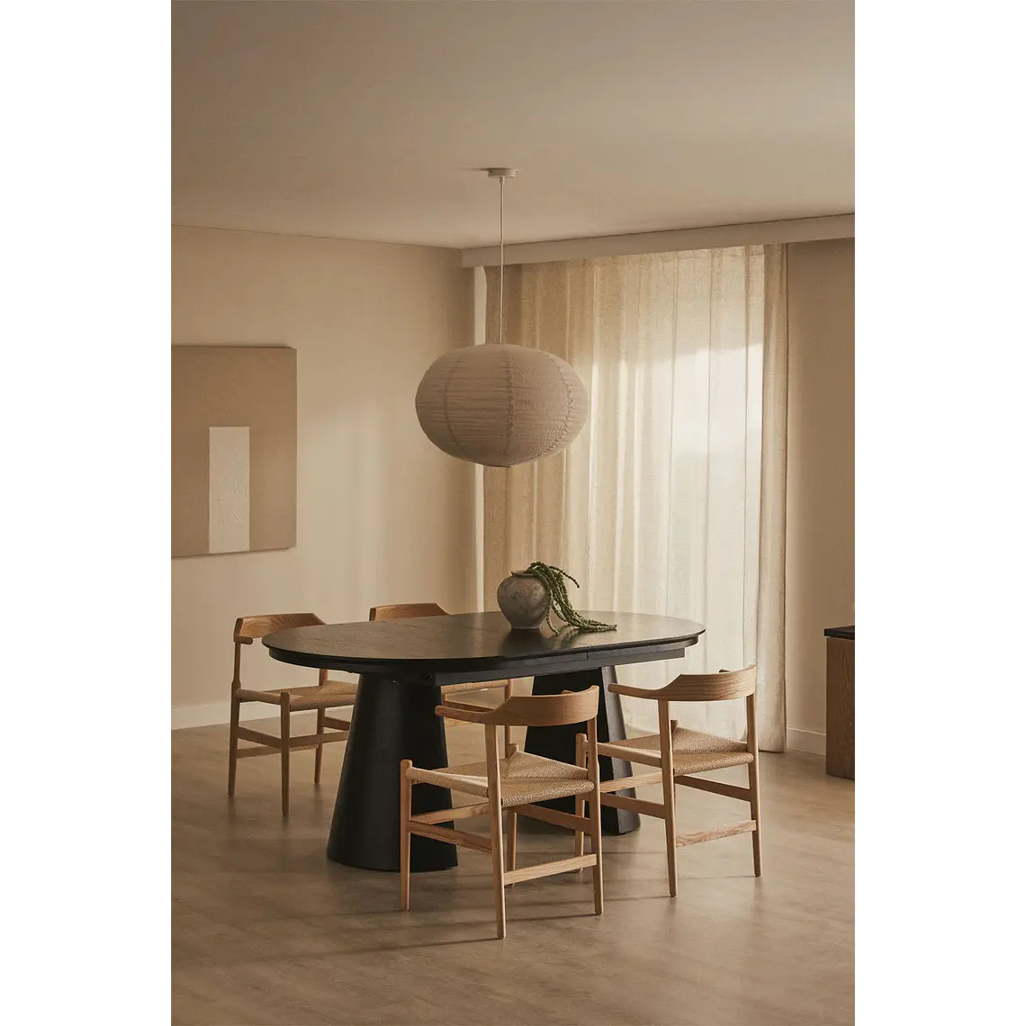 Mesa de comedor ovalada 180-240x105 cm extensible en MDF y chapa de roble 15