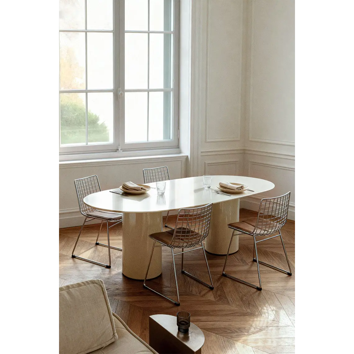 Mesa de comedor ovalada 220x110 cm en vidrio templado y MDF 12