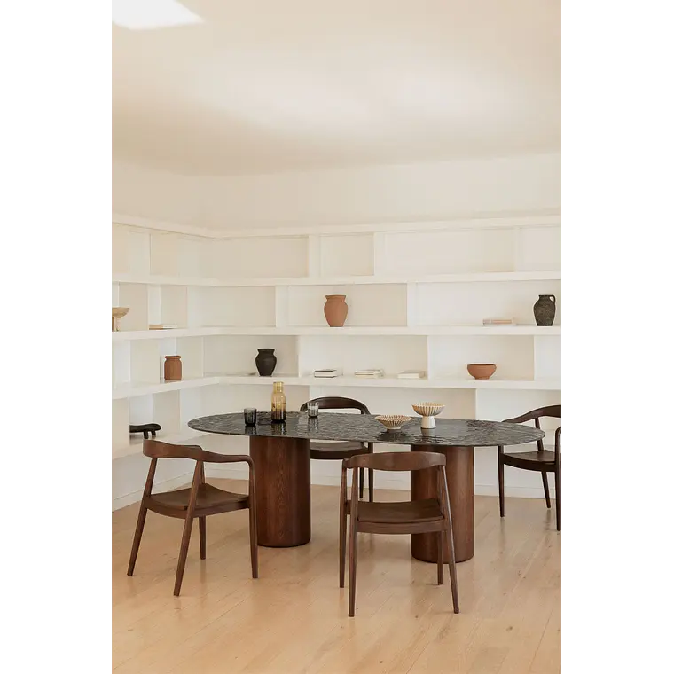 Mesa de comedor ovalada 220x110 cm en vidrio templado y MDF 13