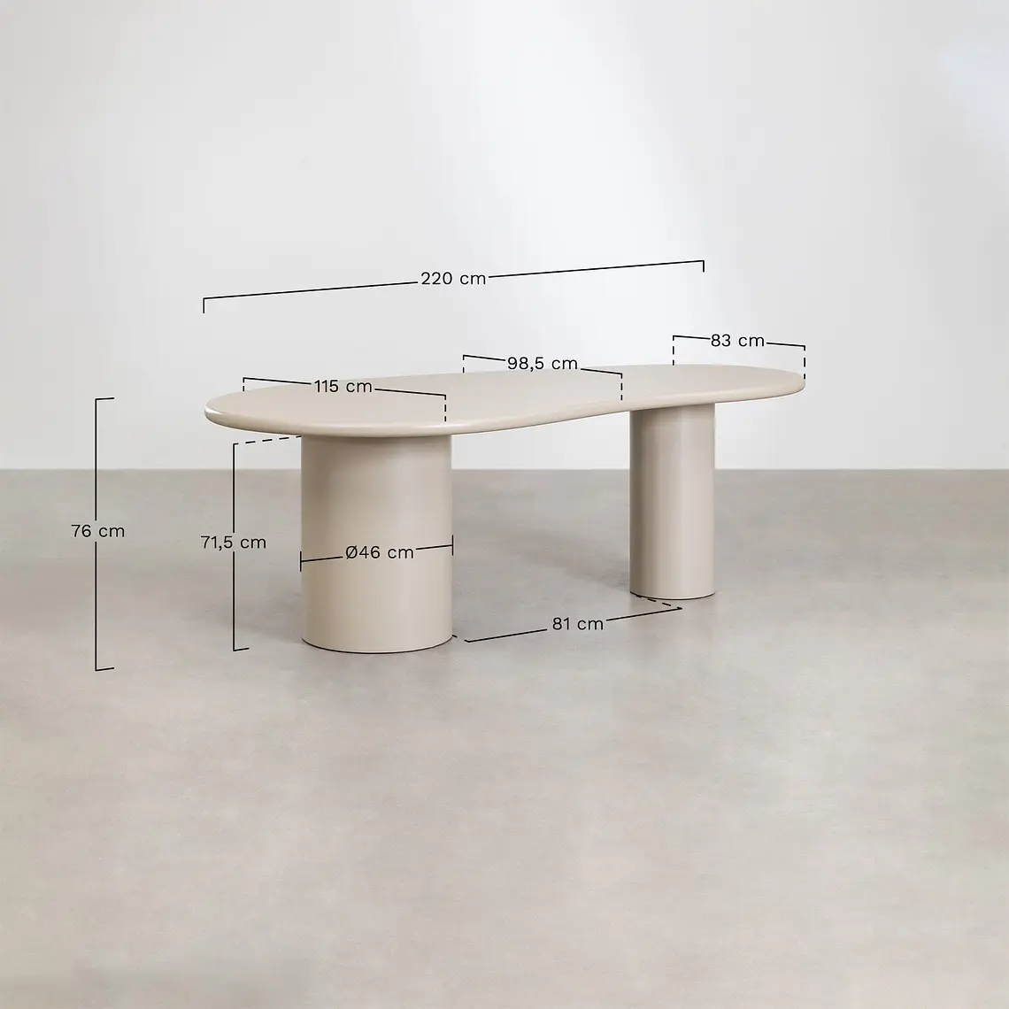 Mesa de comedor ovalada 220x115 cm en MDF 7