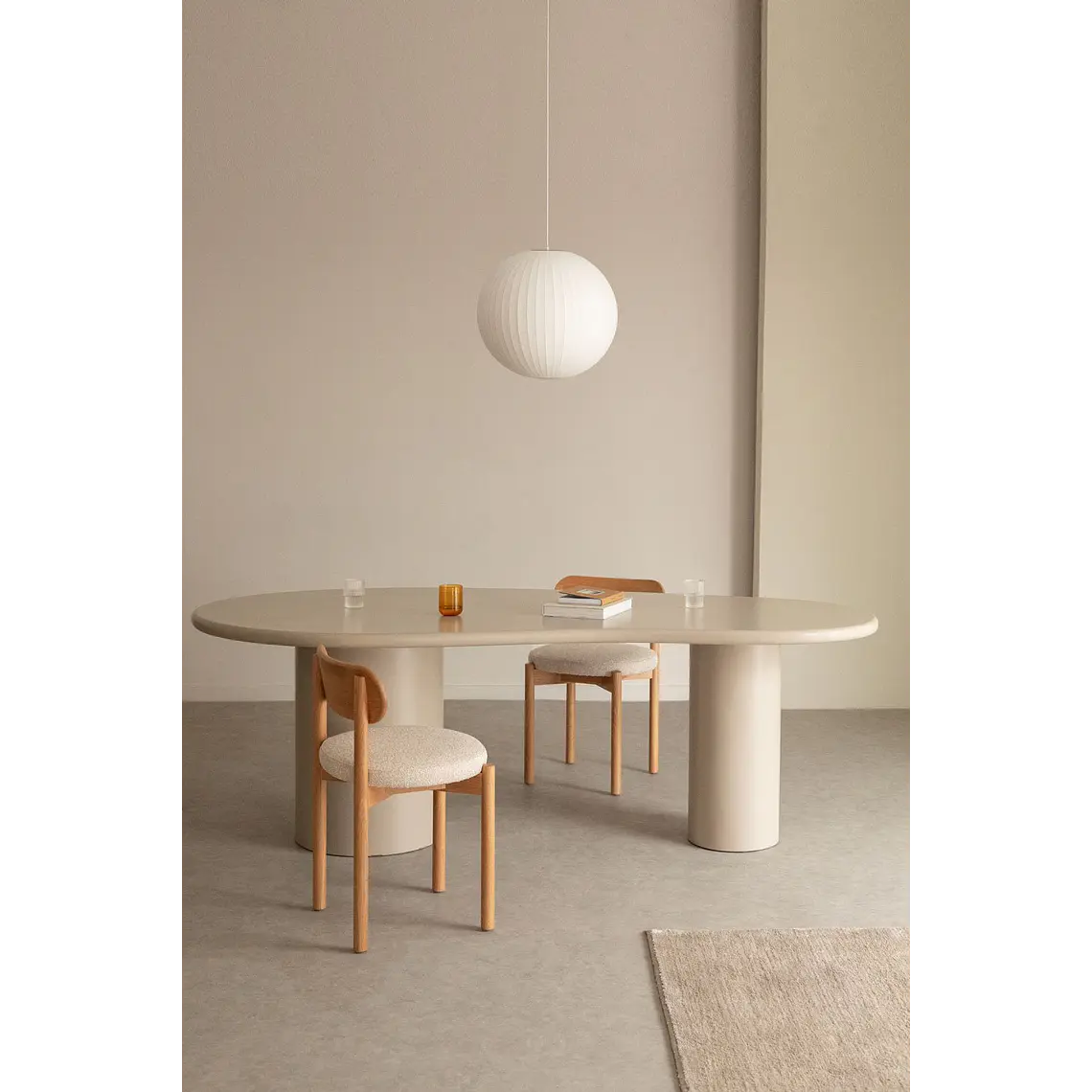 Mesa de comedor ovalada 220x115 cm en MDF 11