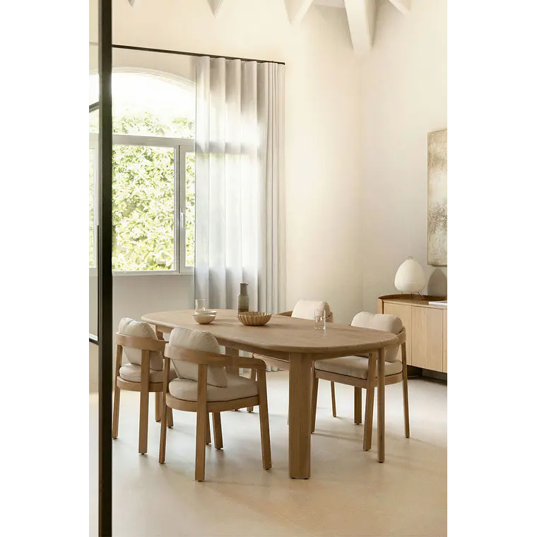 Mesa de comedor ovalada 240x100 cm en madera de acacia 1