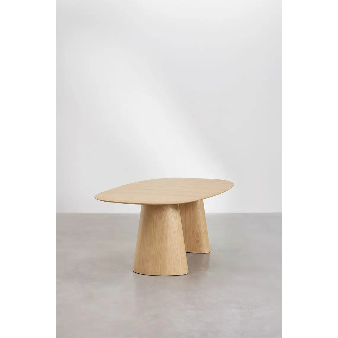 Mesa de comedor ovalada extensible en MDF y chapa de fresno 5