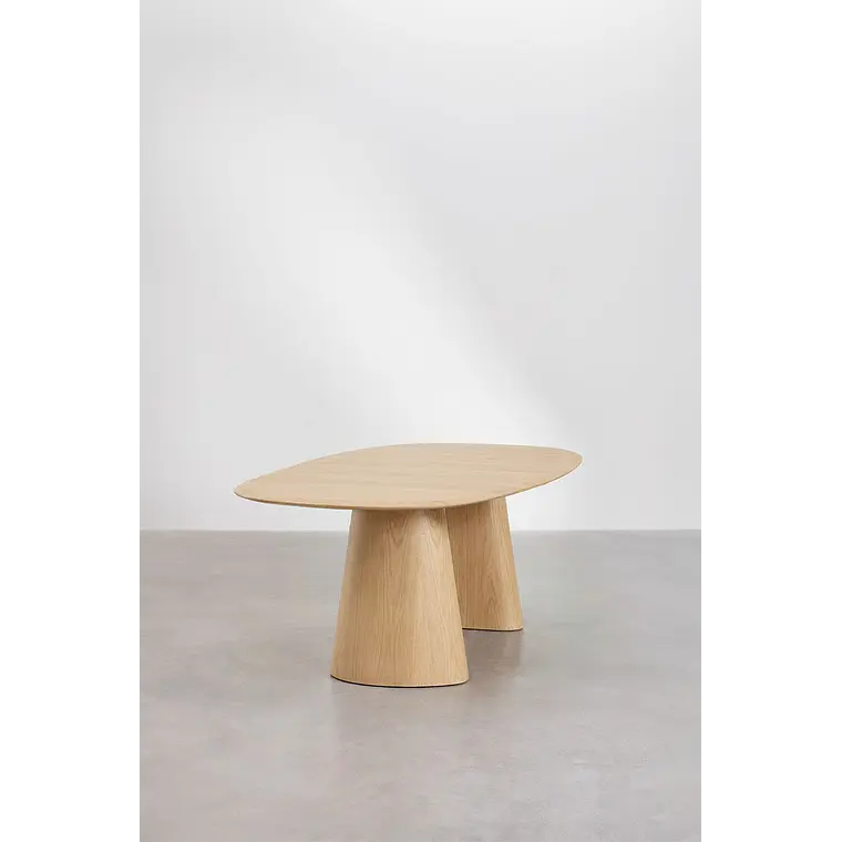 Mesa de comedor ovalada extensible en MDF y chapa de fresno 5