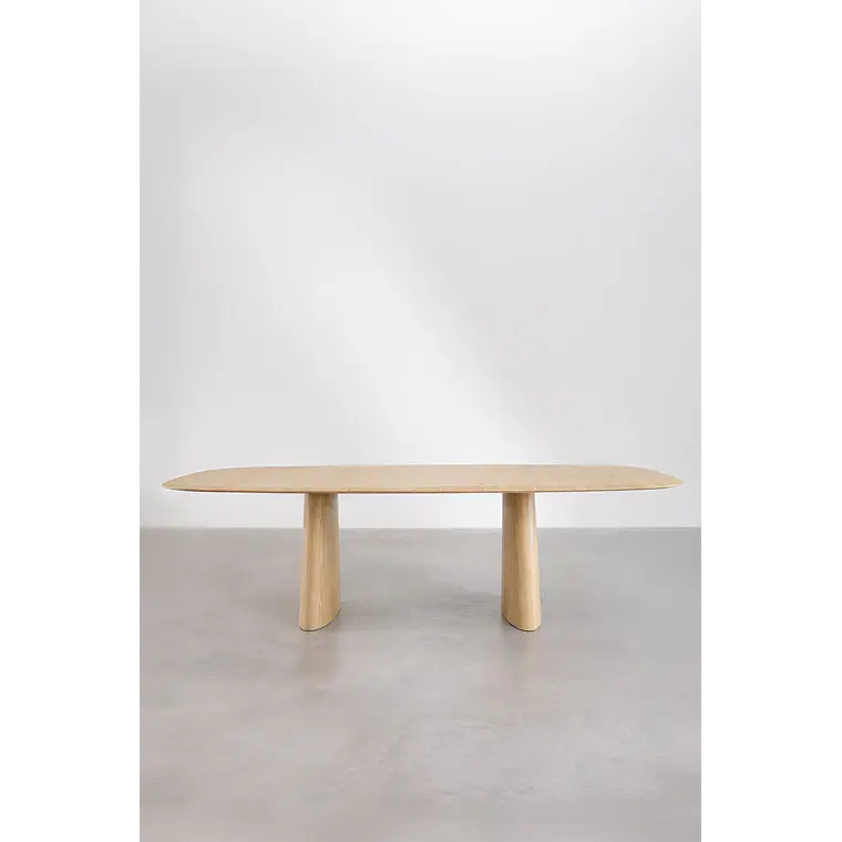 Mesa de comedor ovalada extensible en MDF y chapa de fresno 6