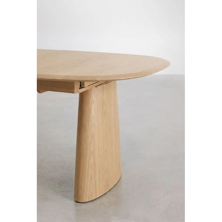 Mesa de comedor ovalada extensible en MDF y chapa de fresno 7