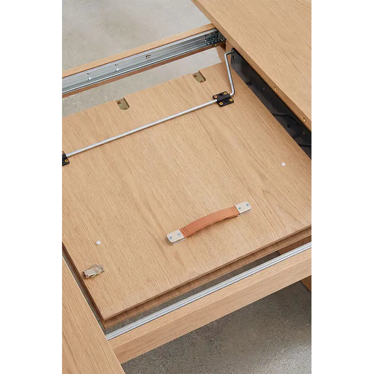 Mesa de comedor ovalada extensible en MDF y chapa de fresno 9