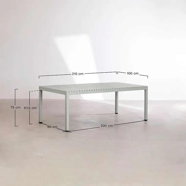Mesa de comedor Raeien en aluminio 8
