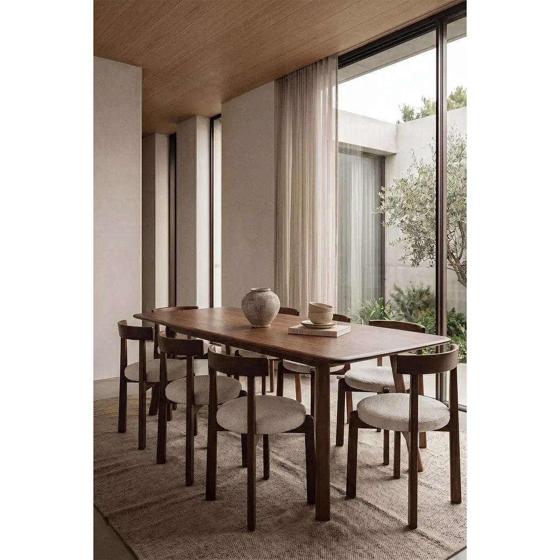 Mesa de comedor rectangular 220-320x95 cm extensible en madera 1