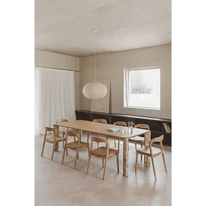 Mesa de comedor rectangular 230x110 cm en madera de mango y piedra natural