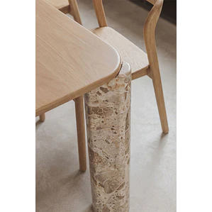 Mesa de comedor rectangular 230x110 cm en madera de mango y piedra natural