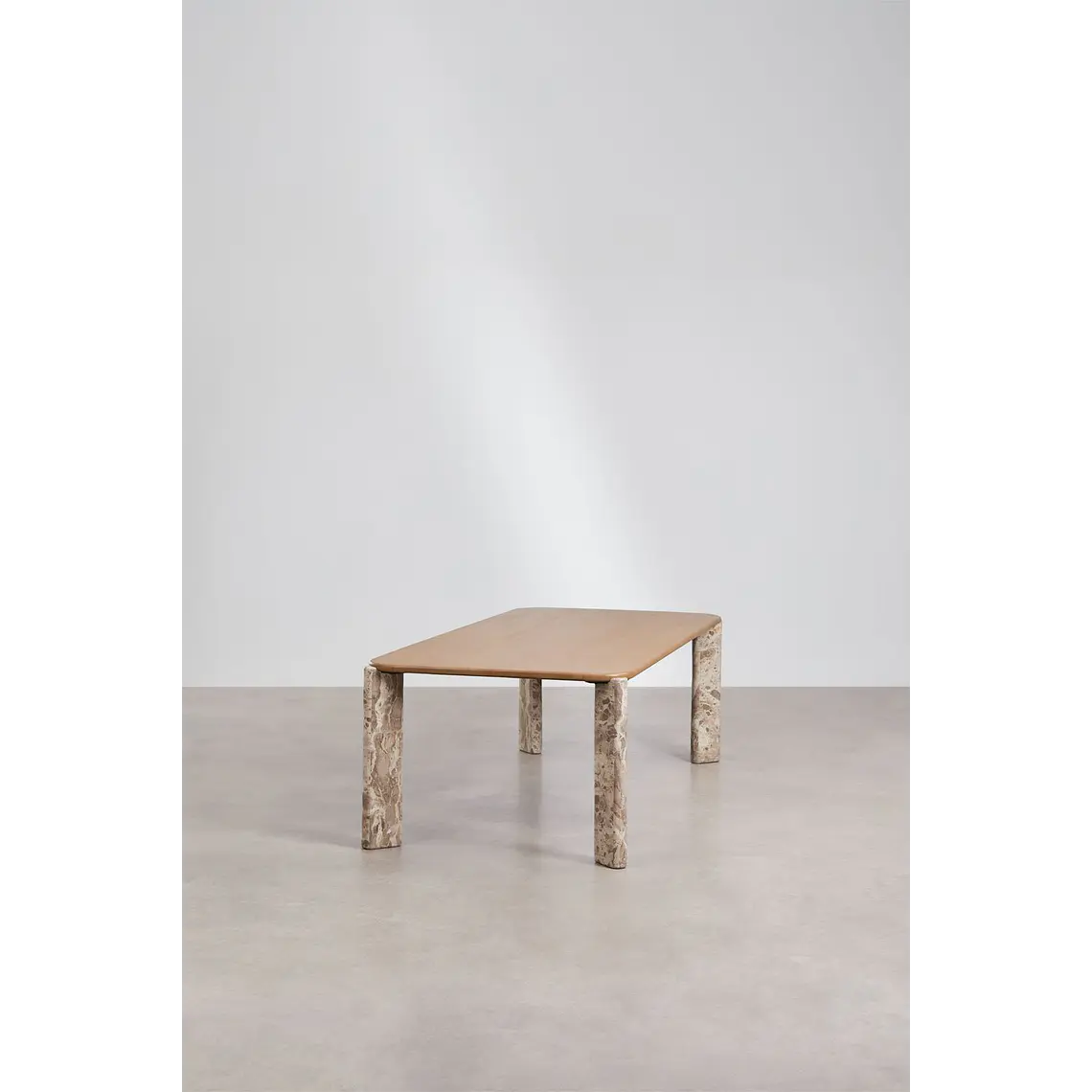 Mesa de comedor rectangular 230x110 cm en madera de mango y piedra natural 4