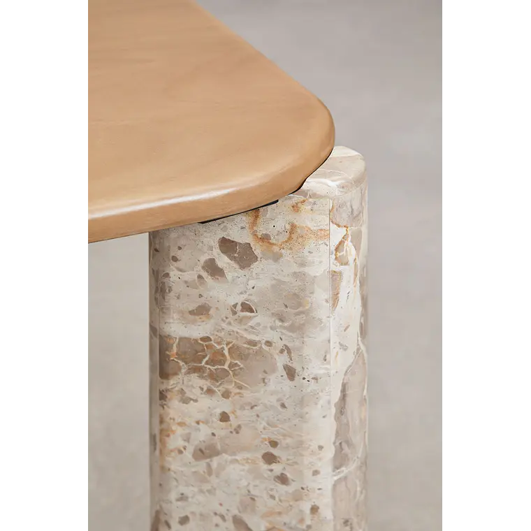 Mesa de comedor rectangular 230x110 cm en madera de mango y piedra natural 6