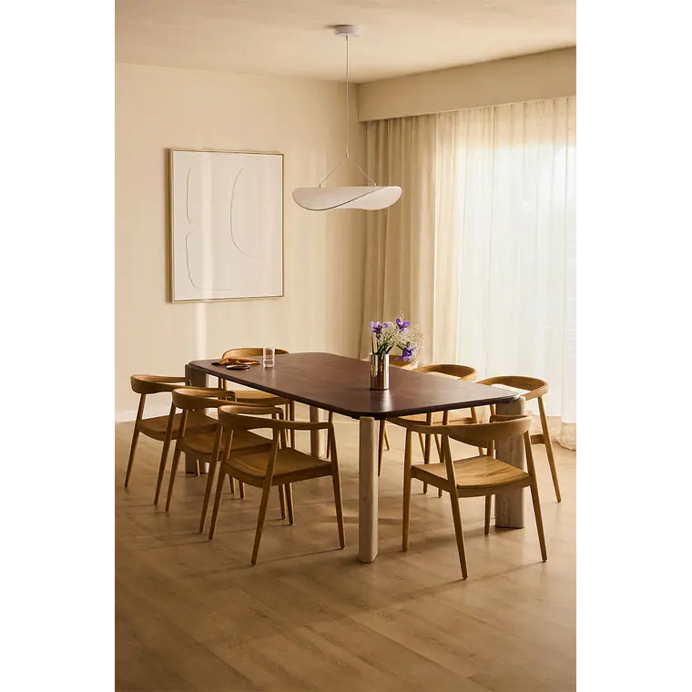 Mesa de comedor rectangular 230x110 cm en madera de mango y piedra natural 12
