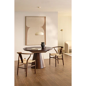 Mesa de comedor Vaelena en MDF y chapa de roble