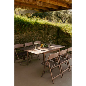 Mesa de jardín 100-160x100 cm extensible en madera de acacia Nereva