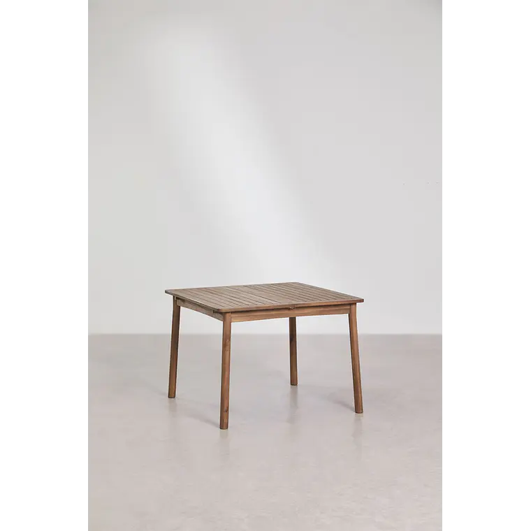 Mesa de jardín 100-160x100 cm extensible en madera de acacia Nereva 5