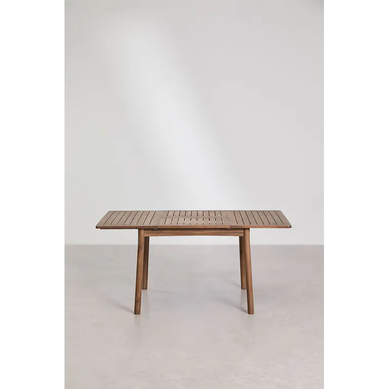 Mesa de jardín 100-160x100 cm extensible en madera de acacia Nereva 7